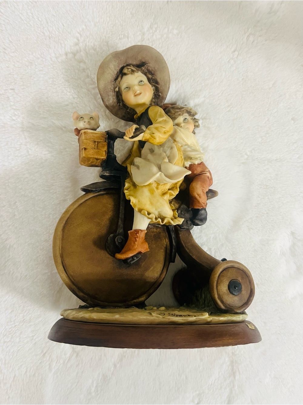 Giuseppe Armani Vintage -Style Children on Tricycle Resin Sculpture.